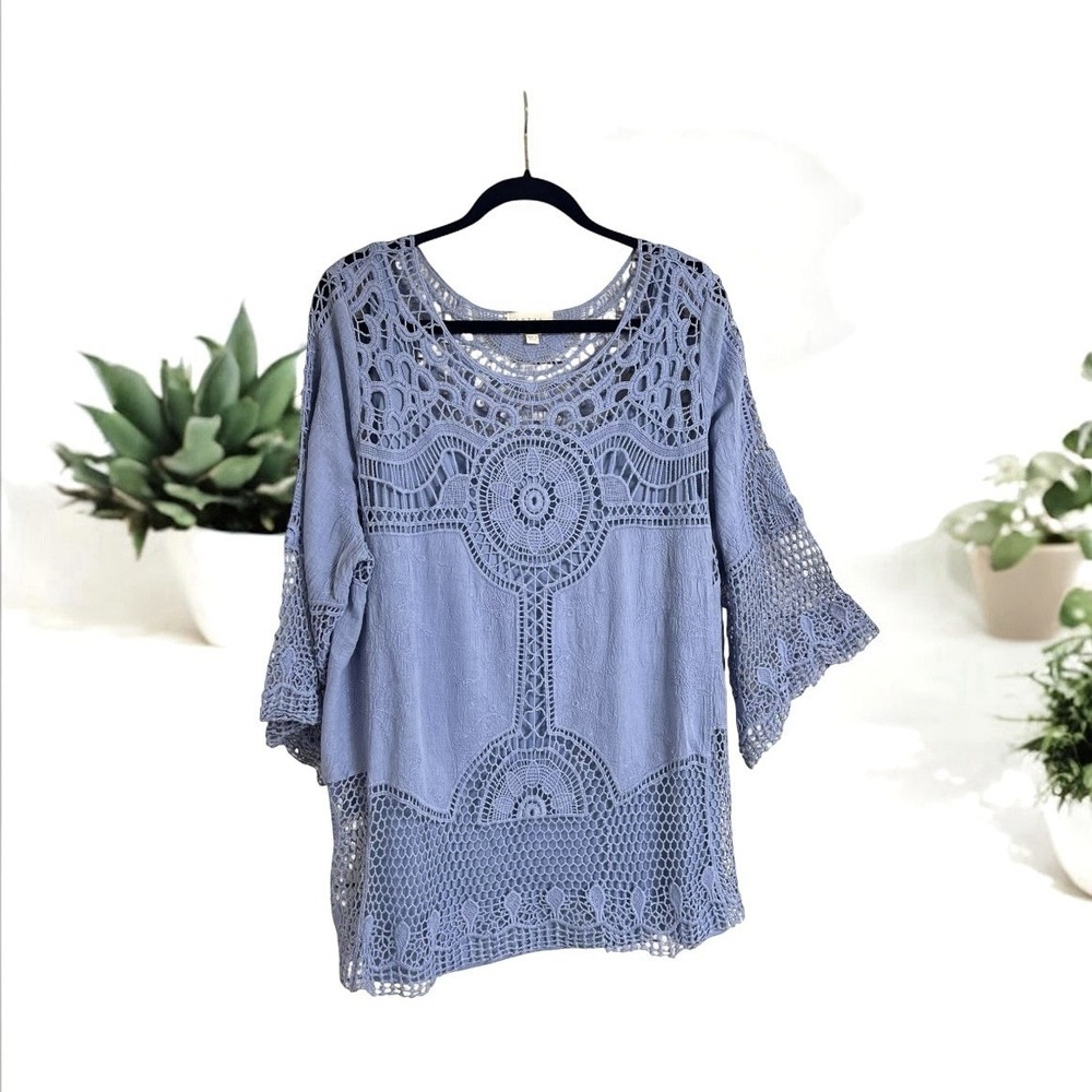 Adiva Blue Crochet Blouse